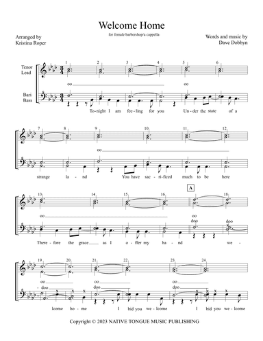Welcome Home (arr. Kristina Roper)