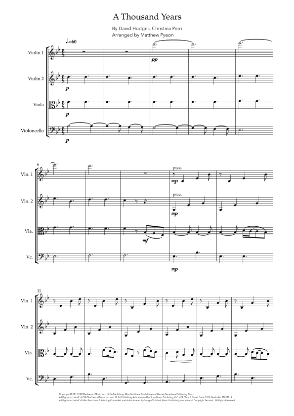 A Thousand Years (arr. Matthew pyeon)