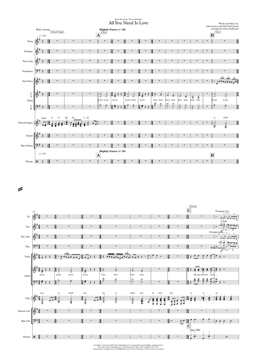 All You Need Is Love (arr. Daryl McKenzie)