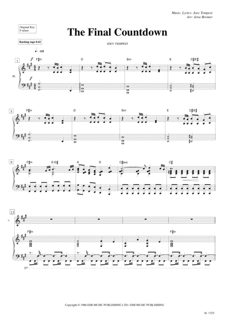 The Final Countdown (arr. Jetse Bremer)