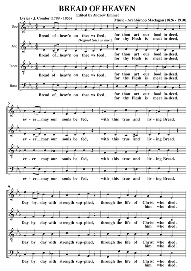 Bread Of Heaven A Cappella SATB (arr. Edited by Andrew Emmet)