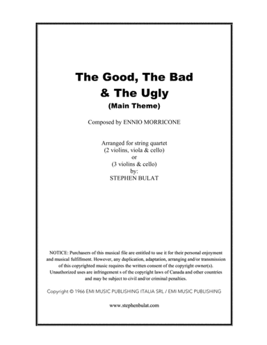The Good, The Bad And The Ugly (main Title) (arr. Stephen Bulat)