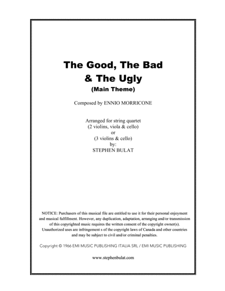 The Good, The Bad And The Ugly (main Title) (arr. Stephen Bulat)