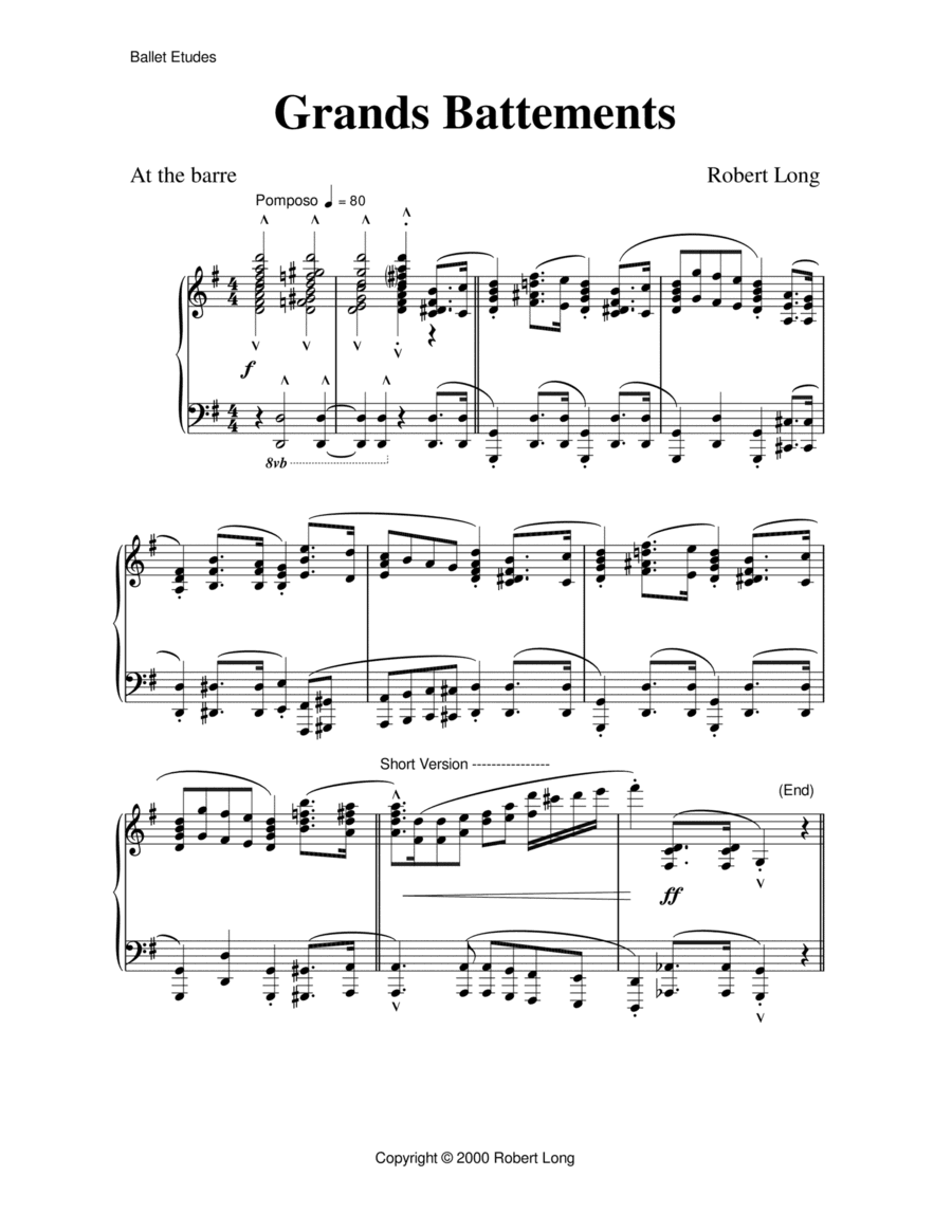 Grands Battements piano sheet music