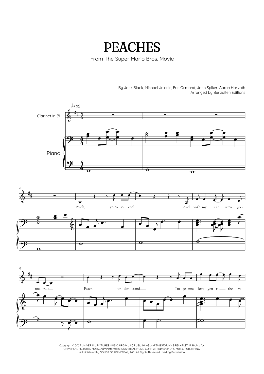 Peaches (arr. Benzaiten Editions)