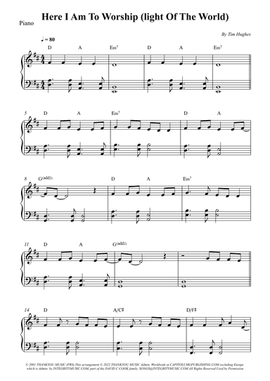 Here I Am To Worship (light Of The World) (arr. Wesley S. SIlva)
