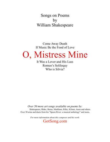 O, Mistress Mine (Shakespeare)