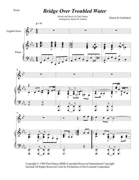 Bridge Over Troubled Water (arr. James M. Guthrie, ASCAP)
