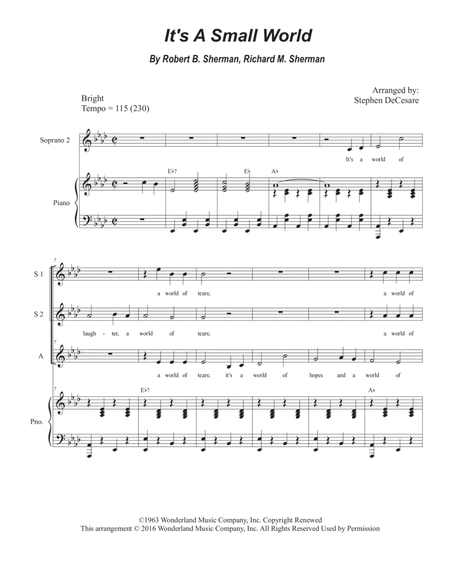 It's A Small World (arr. Stephen DeCesare)