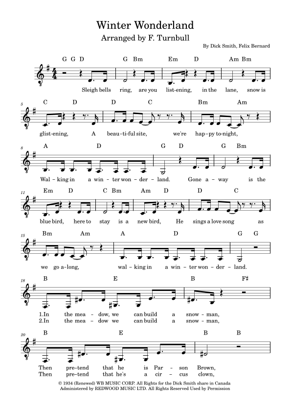 Winter Wonderland (arr. F. Turnbull)
