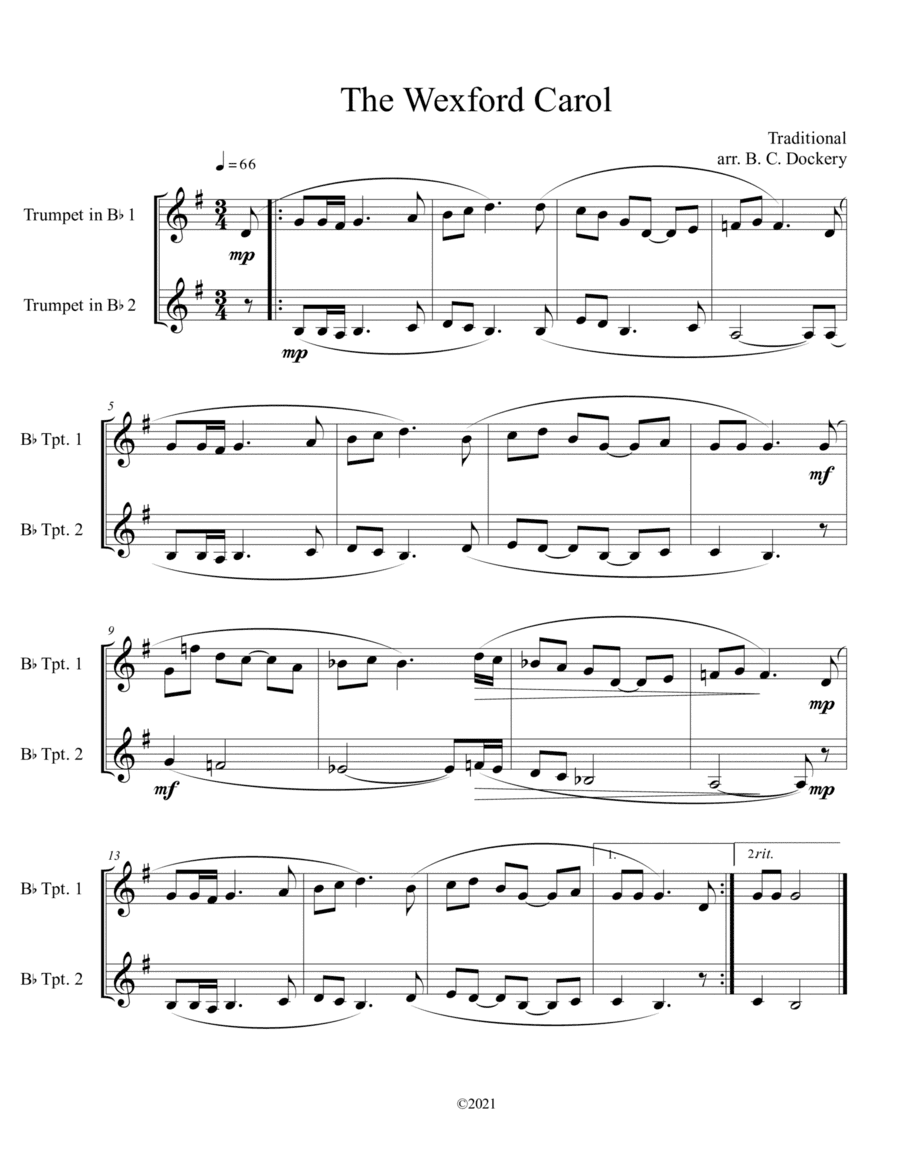 The Wexford Carol (Trumpet Duet) (arr. B. C. Dockery)