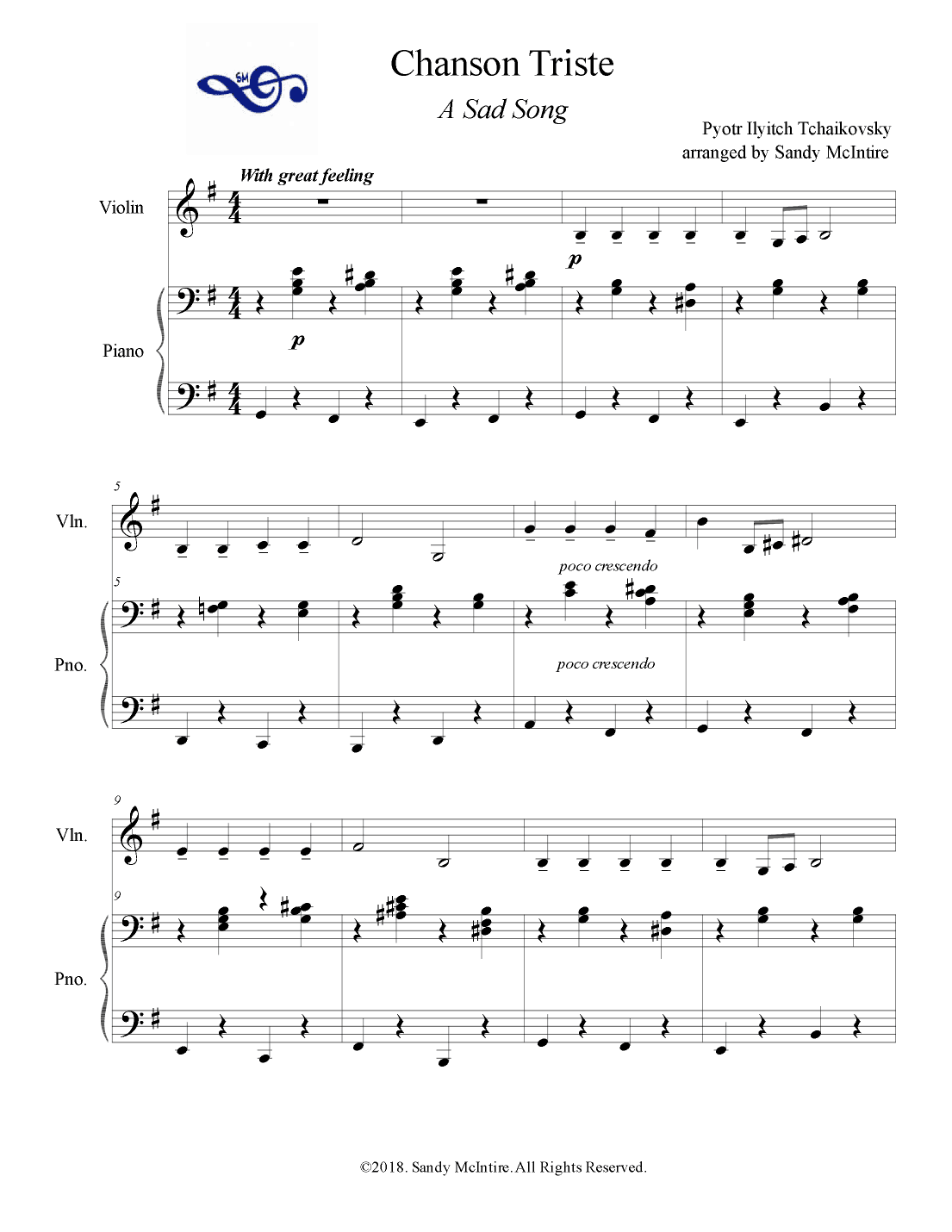 Chanson Triste (A Sad Song) (arr. Sandy McIntire)