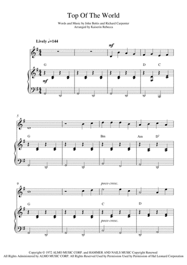 Top Of The World (arr. Kaiserin Rebecca)