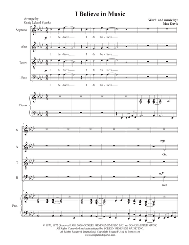 I Believe In Music (arr. Craig Leland Sparks)