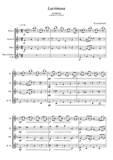 Mozart - Lacrimosa for Woodwind Quartet (arr. Cassio Silva)