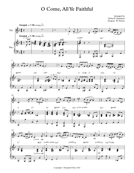 O Come, All Ye Faithful for Trumpet with Piano Accompaniment (Gospel) (arr. Debra E. Stempien, Gregory H. Turner)
