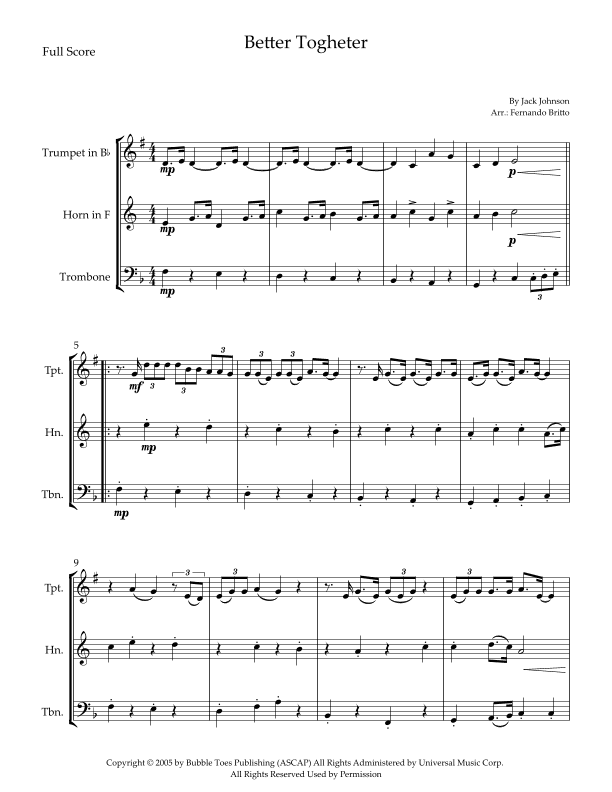 Better Together (arr. Fernando Britto)