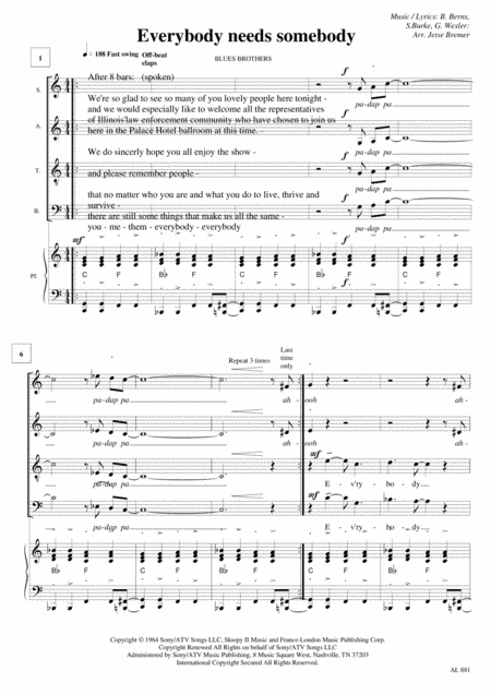 Everybody Needs Somebody To Love (arr. Jetse Bremer)
