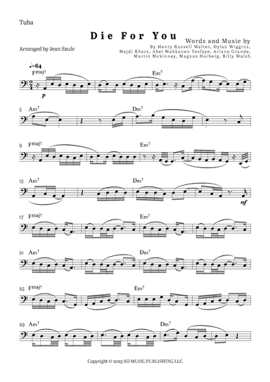 Die For You Remix (arr. Jean Szulc)