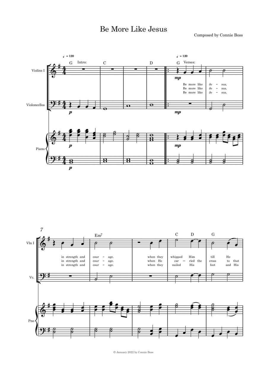 Be More Like Jesus - (Lent/Good Friday) strings duet and piano