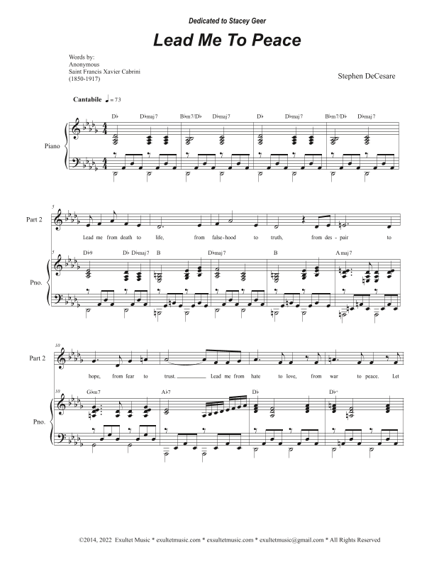 Lead Me To Peace (2-part choir)