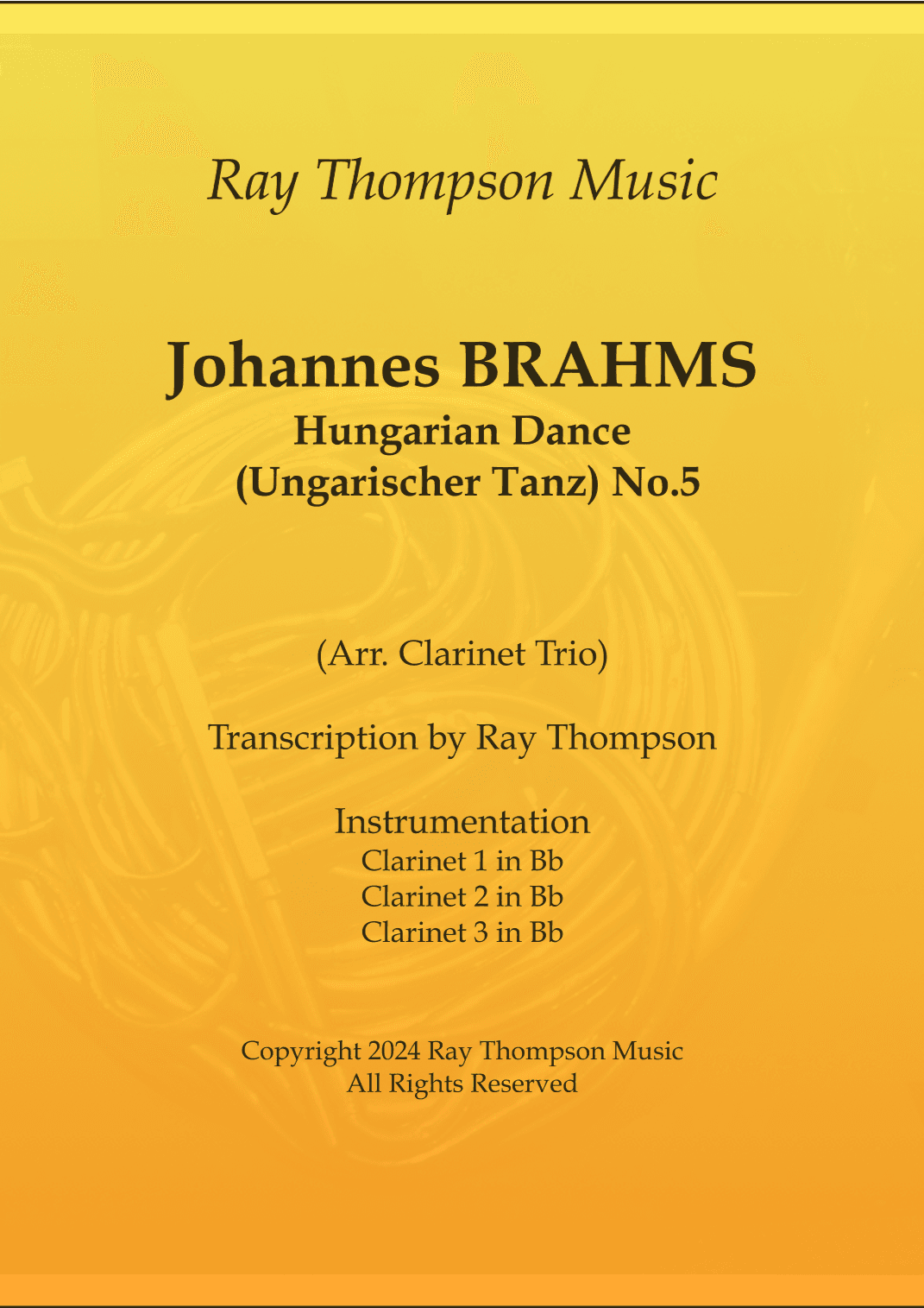 Brahms: Hungarian Dance (Ungarischer Tanz) No.5 - clarinet trio (arr. Ray Thompson)