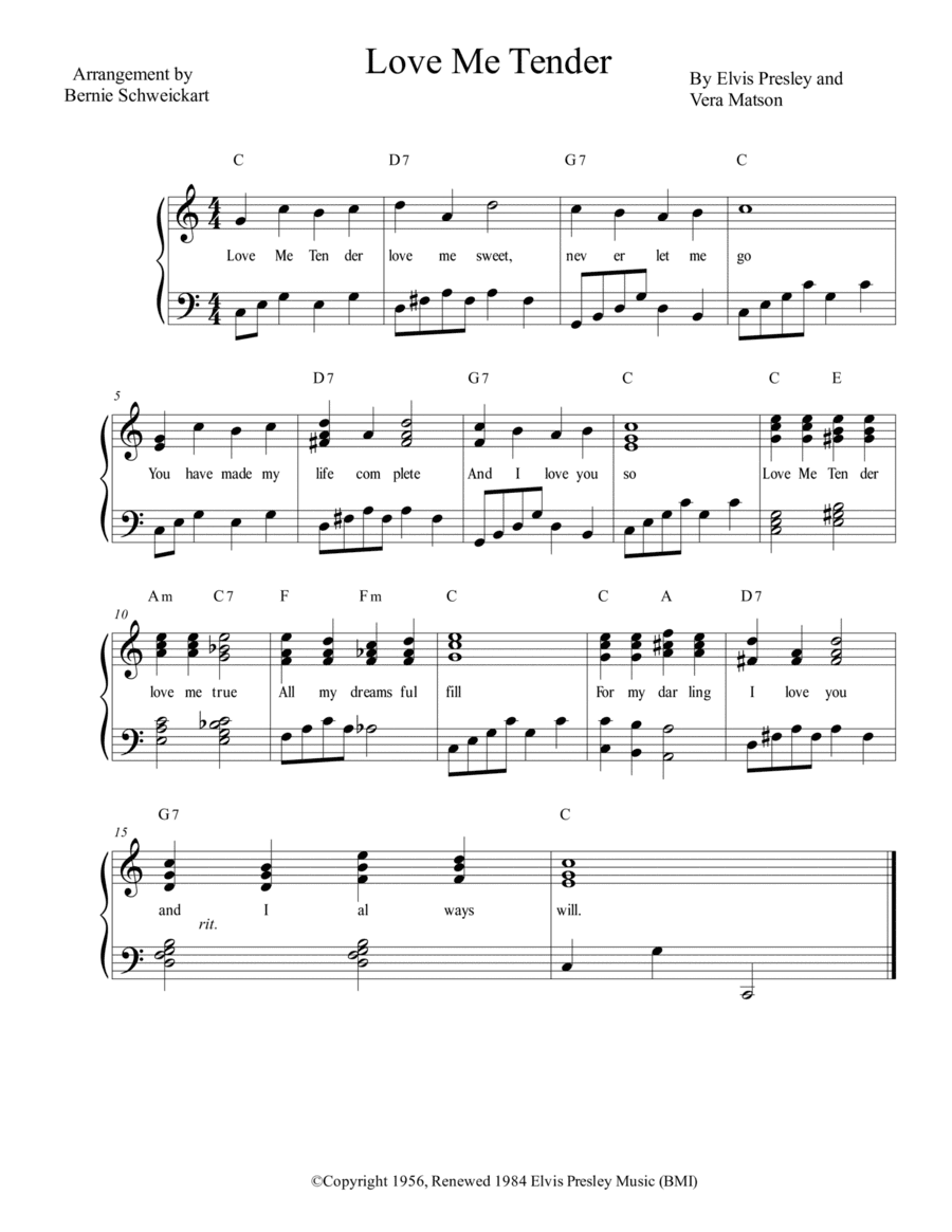 Love Me Tender (arr. Bernie Schweickart)