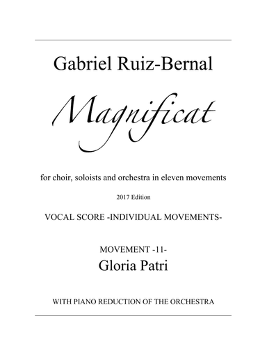 MAGNIFICAT. Mov. 11 "Gloria Patri". Soprano and Choir with piano (orchestra reduction)