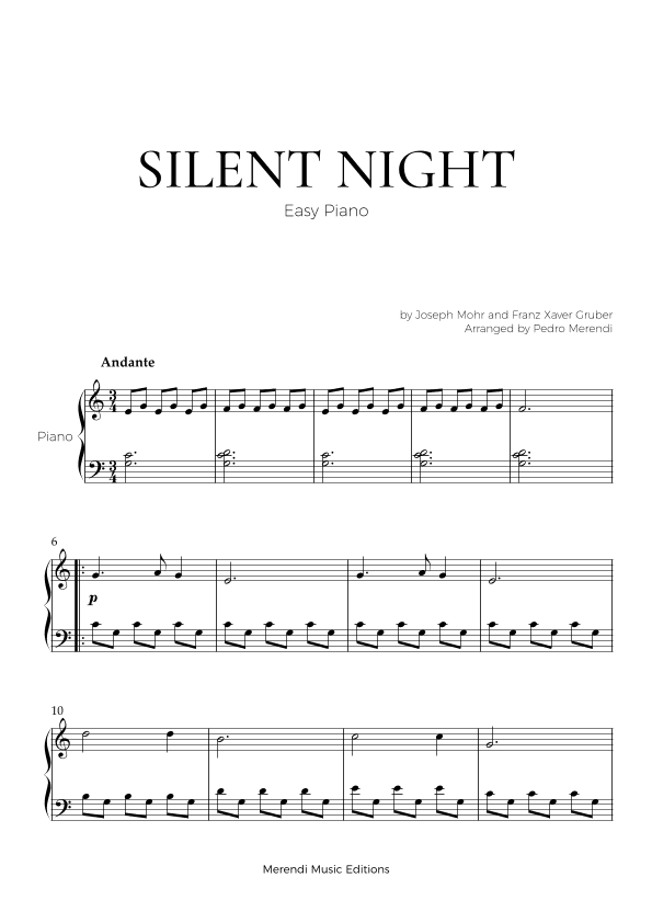 Silent Night (Easy Piano) (arr. Pedro Merendi)