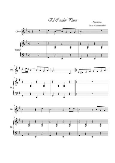 El condor pasa. Oboe and piano (arr. Ester Alessandrini)