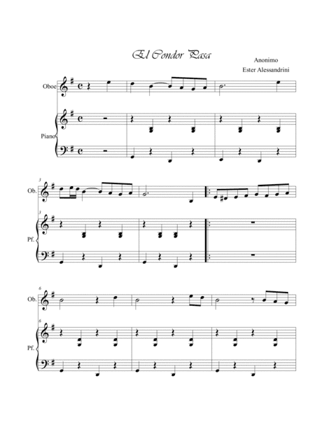 El condor pasa. Oboe and piano (arr. Ester Alessandrini)
