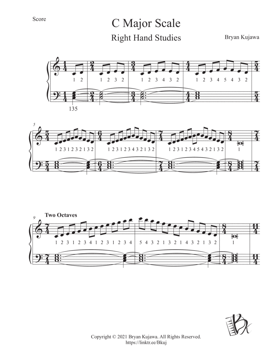 C major scale RH studies (piano) 2021