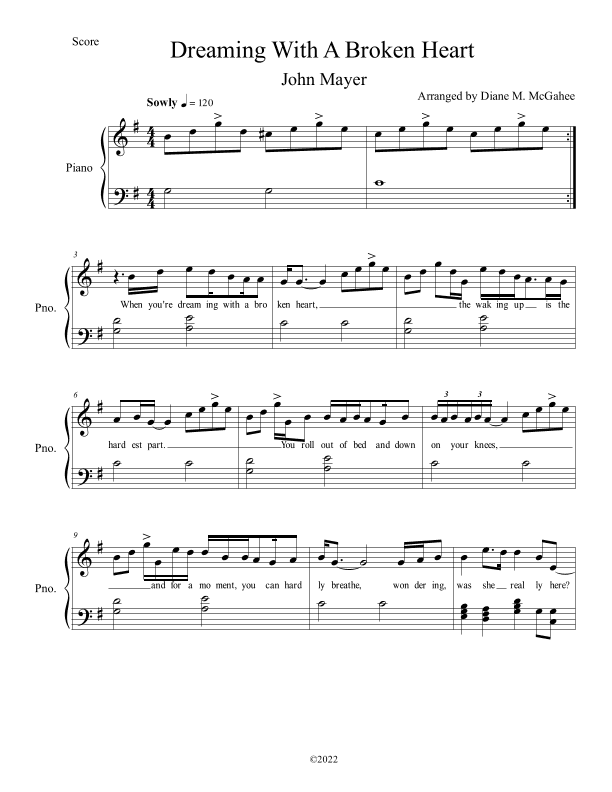 Dreaming With A Broken Heart (arr. Diane M. McGahee)