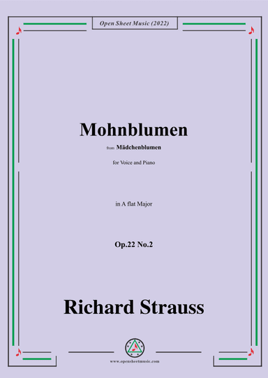 Richard Strauss-Mohnblumen,Op.22 No.2,in A flat Major (arr. OSM Press)