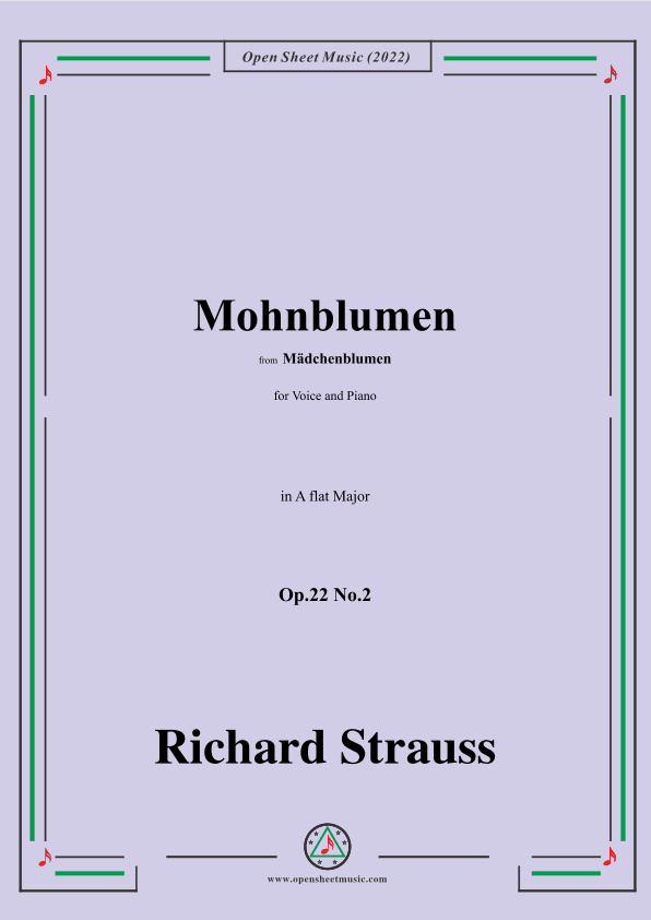 Richard Strauss-Mohnblumen,Op.22 No.2,in A flat Major (arr. OSM Press)