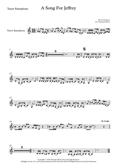 Song For Jeffrey (arr. Fernando Britto)