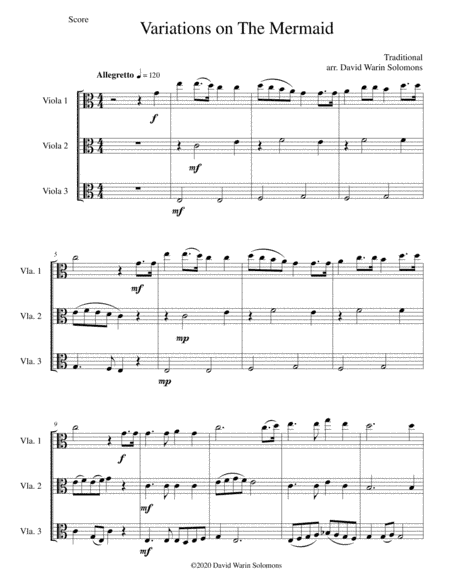 Variations on The Mermaid for viola trio (arr. David Warin Solomons)