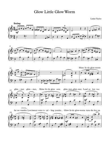Glow little Glow-Worm (Easier Version) (arr. Paul Taylor)