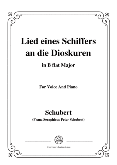 Schubert-Lied eines Schiffers an die Dioskuren,in B flat Major,Op.65 No.1,for Voice and Piano (arr. MSM)
