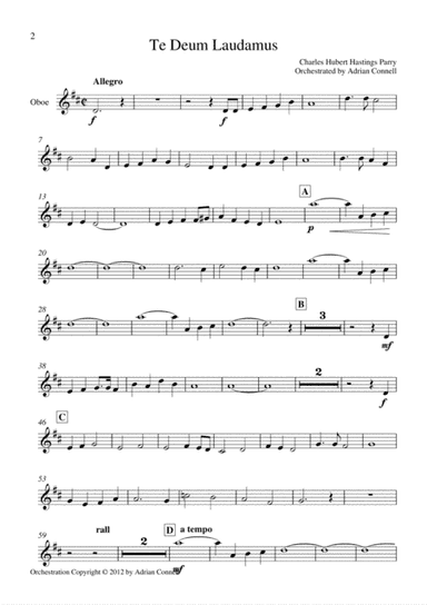 Parry - Te Deum Orchestrated by Adrian Connell - Oboe (arr. Adrian Connell)