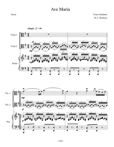 Ave Maria (Viola Duet with Piano Accompaniment) (arr. B. C. Dockery)