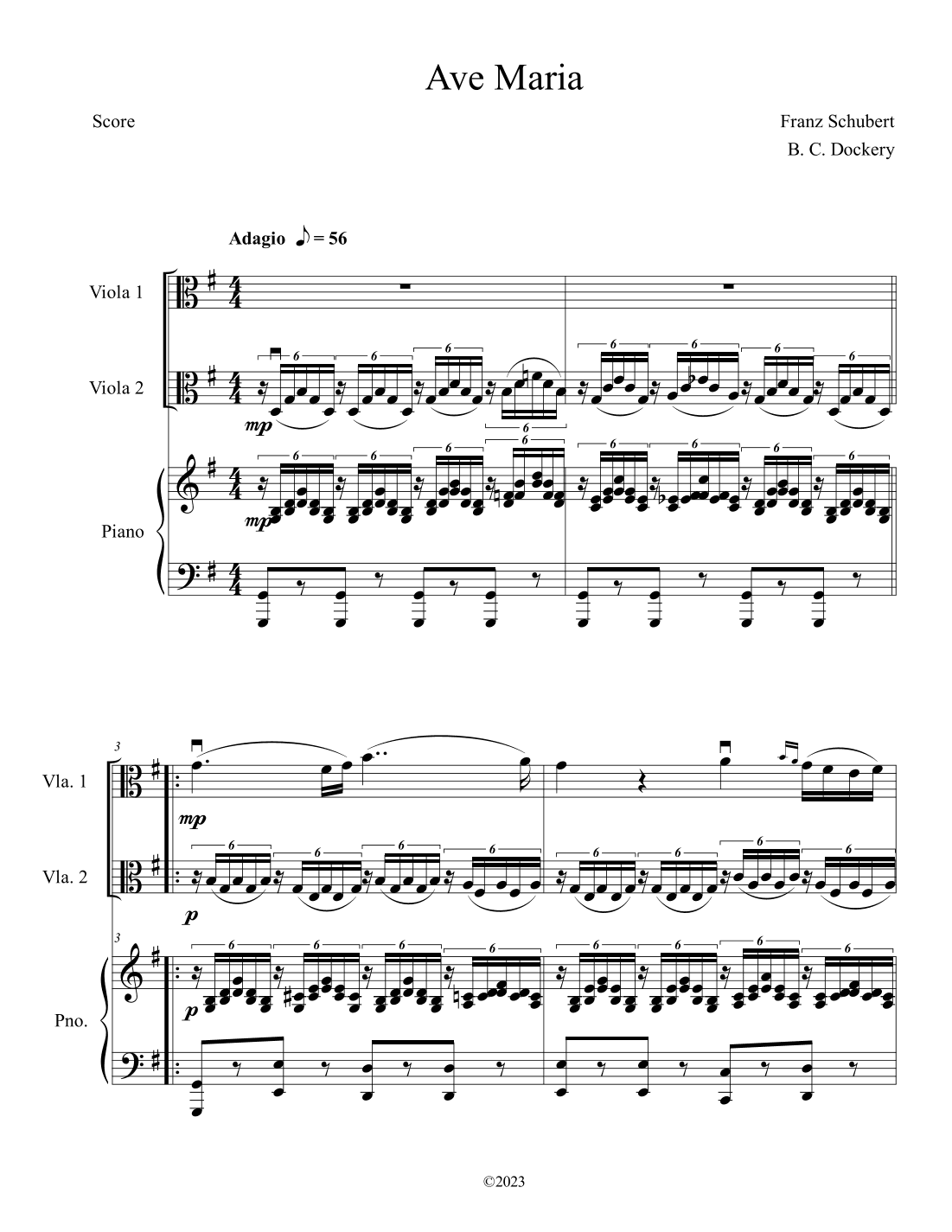 Ave Maria (Viola Duet with Piano Accompaniment) (arr. B. C. Dockery)