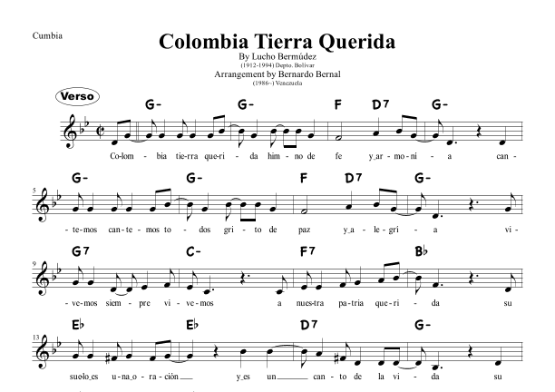 Colombia Tierra Querida (arr. Bernardo Bernal Hidalgo)