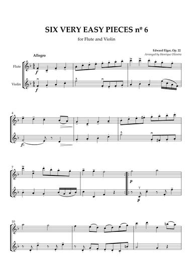 Six Very Easy Pieces nº 6 (Allegro) - Flute and Violin (arr. Henrique Oliveira)