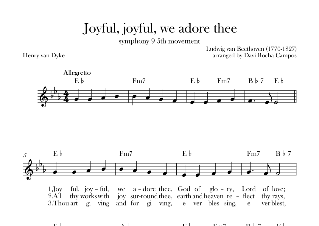 Joyful, joyful, we adore thee (symphony 9 5th movement) Beethoven (arr. Davi Rocha Campos)