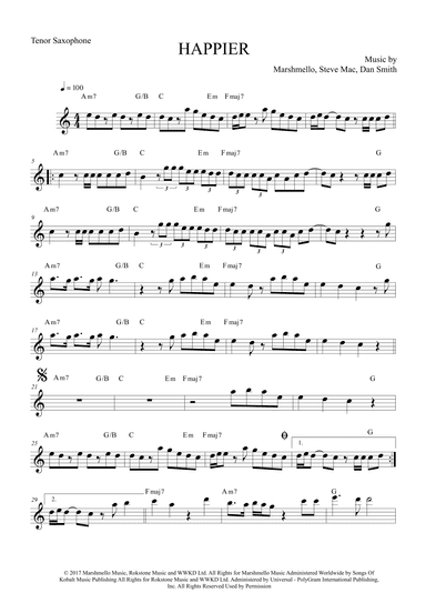 Happier (arr. The Sheet Music Library)