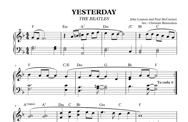 Yesterday (arr. Christian Bennedsen)