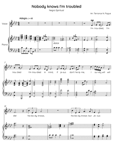 Nobody knows I'm troubled (arr. Terrance Pogue)