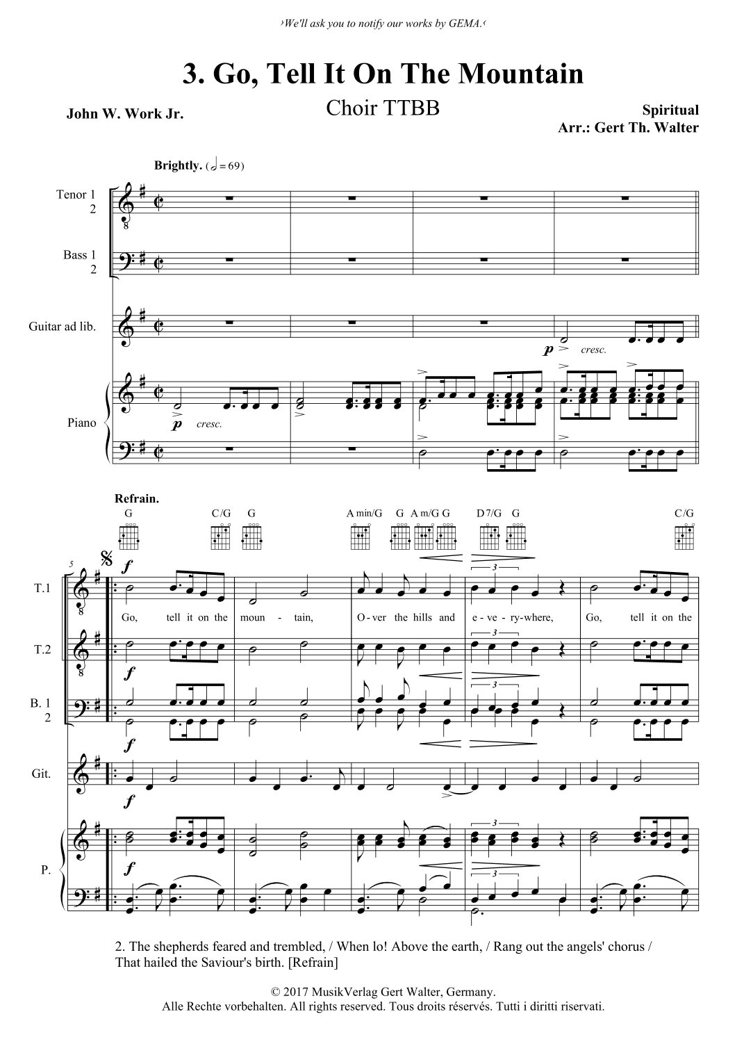 Go, Tell It On The Mountain (arr. Gert Th. Walter)