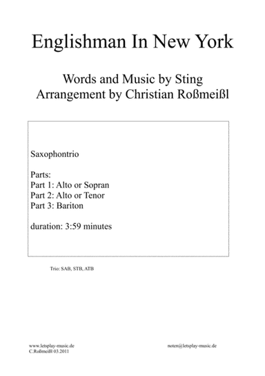 Englishman In New York (arr. Christian Roßmeißl)